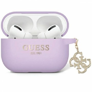 Guess GUAP2LECG4U AirPods Pro 2 cover fioletowy|purple Liquid Silicone Glitter Triangle Charm