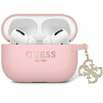 Guess GUAP2LECG4P AirPods Pro 2 cover różowy|pink Liquid Silicone Glitter Triangle Charm