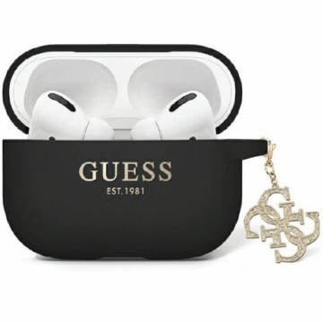 Guess GUAP2LECG4K AirPods Pro 2 cover czarny|black Liquid Silicone Glitter Triangle Charm