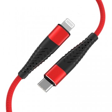 Fusion Fishbone USB-C to Lightning cable 30W | 3A | 1.5m red