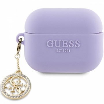 Guess GUAP23DSLGHDU AirPods Pro 2 cover purpurowy|purple 3D Rubber 4G Diamond Charm