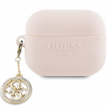 Guess GUAP23DSLGHDP AirPods Pro 2 cover różowy|pink 3D Rubber 4G Diamond Charm