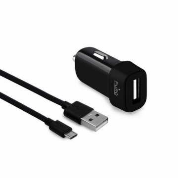 Puro Ładowarka sam. 1xUSB 1A z kablem MicroUSB czarna|black MCHUSBMICROCBLK