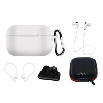 Fusion Accessories Fusion Komplekts silikona maciņš | auss āķis | kakla siksniņa | pulksteņa siksnas turētājs | karabīne Apple Airpods 1 | 2 balts