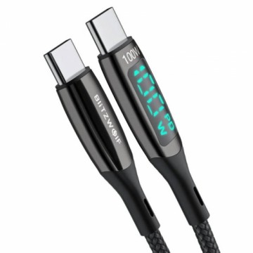 USB-C to USB-C cable BlitzWolf BW-TC23, with display, 100W, 1.8m (black)