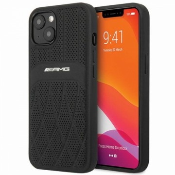 AMG AMHCP13MOSDBK iPhone 13 6.1" czarny|black hardcase Leather Curved Lines