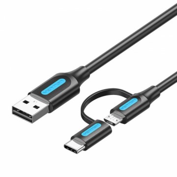 2in1 USB cable USB 2.0 to USB-C|Micro-B USB Vention CQDBF 1m (black)