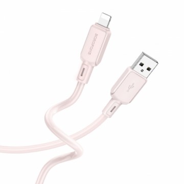 OEM Borofone Cable BX94 Crystal color - USB to Lightning - 2,4A 1 metre light pink