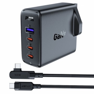 Set of 2x fast charger GaN UK 100W Power Delivery 3x USB C 1x USB - white | black