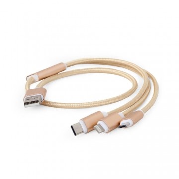 Kabel USB 3w1 do ładowania|1m|złoty