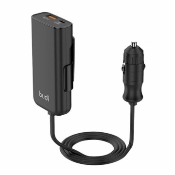 Budi 105W Car Charger, USB + USB-C, PD + QC 3.0 (Black)