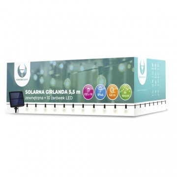 Solar Garland 5,5m + 10 LED bulbs filament clear E12 G40 IP44