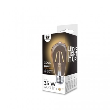 LED Bulb Filament E27 ST64 4W 230V 2200K 400lm COG gold Forever Light