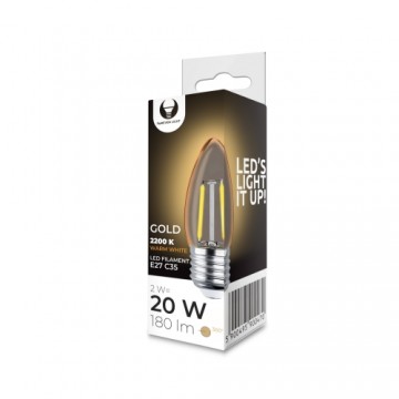 LED Bulb Filament E27 C35 2W 230V 2200K 180lm COG gold Forever Light