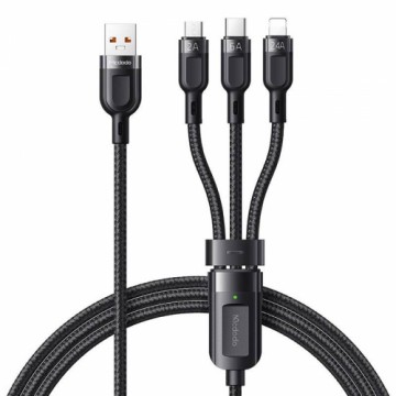 3in1 USB to USB-C | Lightning | Micro USB Cable, Mcdodo CA-0930, 6A, 1.2m (Black)