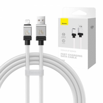 Ātrās uzlādes kabelis Baseus USB-A to Lightning Coolplay Series 1m, 2,4A (balts)