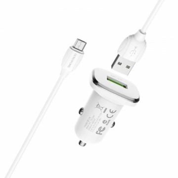 Borofone Car charger BZ12A Lasting Power - USB - QC 3.0 18W 3A with USB to Micro USB cable white