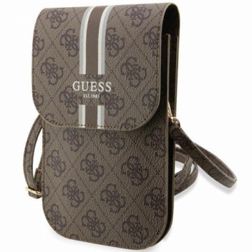 Guess PU 4G Printed Stripes Phone Bag Brown