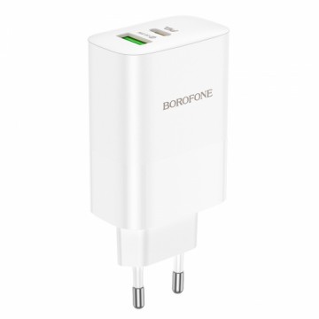 Borofone Wall charger BN10 Sunlight - USB + Type C - QC 3.0 PD 65W white