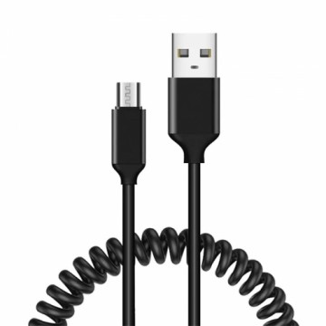 OEM Cable coiled  - USB to Micro USB - 2A 1 metre black