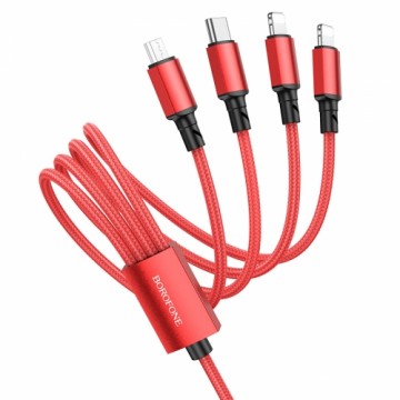 Borofone Cable BX72 4 in 1 - USB to Type C, Micro USB, 2xLightning - 2A 1 metre red