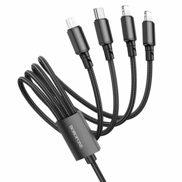 Borofone Cable BX72 4 in 1 - USB to Type C, Micro USB, 2xLightning - 2A 1 metre black