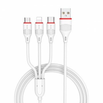 Borofone Cable BX17 Enjoy 3 in 1 - USB to Type C, Micro USB, Lightning - 2,4A 1 metre white