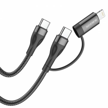 Borofone Cable BX61 Source 2 in 1 - Type C to Type C + Lightning - PD 20W|60W 3A 1m black