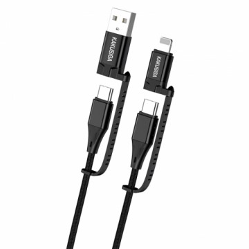 OEM KAKU Cable KSC-654 Tuojie 4 in 1 - USB + Type C to Type C + Lightning - 1,2 metres black