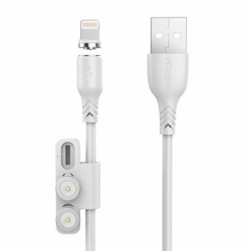 Foneng X62 Magnetic 3in1 USB to USB-C | Lightning | Micro USB Cable, 2.4A, 1m (White)