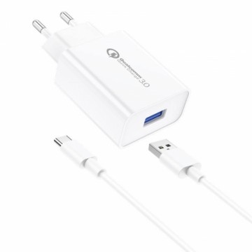 Foneng EU13 Wall Charger + USB to USB-C Cable, 3A (White)