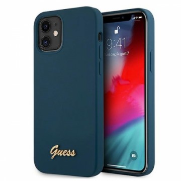 Guess GUHCP12SLSLMGBL iPhone 12 mini 5,4" niebieski|blue hardcase Metal Logo Script