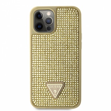 Guess Rhinestones Triangle Metal Logo Case for iPhone 12 Pro Max Gold