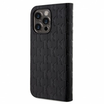 Karl Lagerfeld PU Saffiano Monogram Book Case for iPhone 13 Pro Black