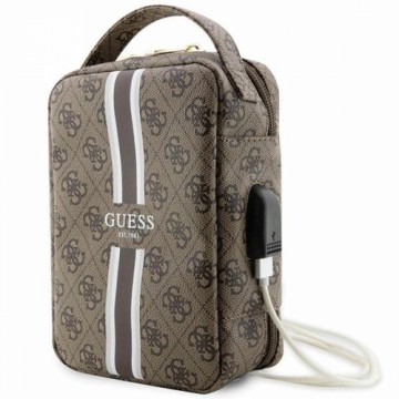 Guess PU 4G Printed Stripes Travel Universal Bag Brown