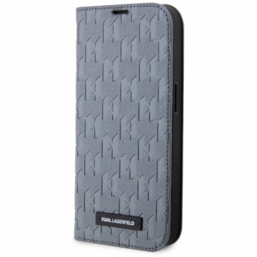 Karl Lagerfeld KLBKP14SSAKLHPG iPhone 14 6.1" bookcase srebrny|silver Saffiano Monogram