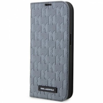 Karl Lagerfeld KLBKP14LSAKLHPG iPhone 14 Pro 6.1" bookcase srebrny|silver Saffiano Monogram