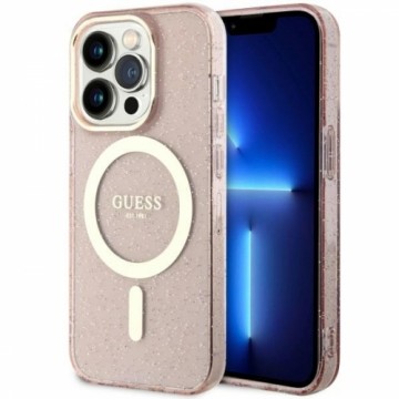 Guess GUHMP14XHCMCGP iPhone 14 Pro Max 6.7" różowy|pink hardcase Glitter Gold MagSafe