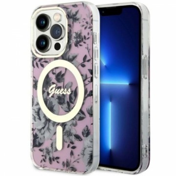 Guess GUHMP14XHCFWSP iPhone 14 Pro Max 6.7" różowy|pink hardcase Flower MagSafe