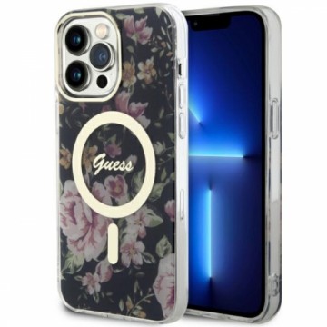 Guess GUHMP14XHCFWSK iPhone 14 Pro Max 6.7" czarny|black hardcase Flower MagSafe