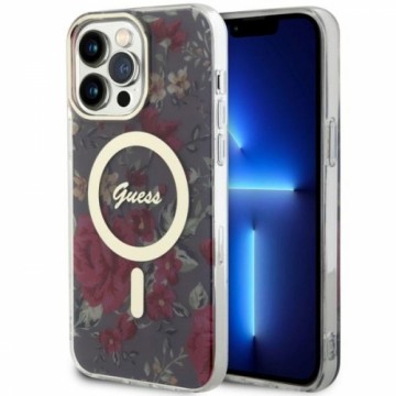 Guess GUHMP14XHCFWSA iPhone 14 Pro Max 6.7" zielony|khaki hardcase Flower MagSafe