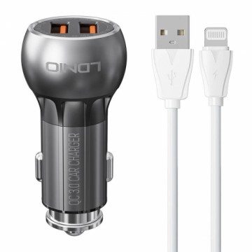 LDNIO C503Q 2USB Car charger + Lightning Cable