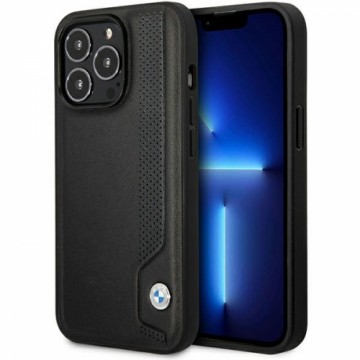 Etui BMW BMHCP14L22RBDK iPhone 14 Pro 6,1" czarny|black hardcase Leather Blue Dots