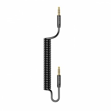 USAMS Adapter Spring audio jack 3,5mm -3,5mm 1,2m czarny|black SJ256YP01 (US-SJ256)