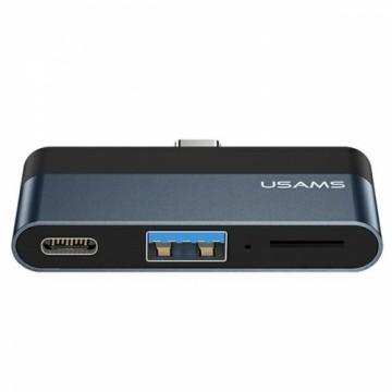 USAMS Adapter HUB USB 3.0|USB-C|Micro SD szary|grey SJ491HUB01 (US-SJ491)