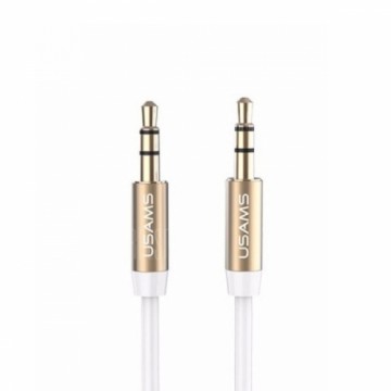 USAMS Adapter audio jack 3,5m - 3,5m 1m biały|white YP102 (YP-01)