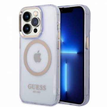 Guess GUHMP14LHTCMU iPhone 14 Pro 6.1" purpurowy|purple hard case Gold Outline Translucent MagSafe