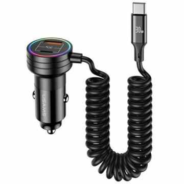 USAMS Ład. sam. 2xUSB-C 1xUSB-A C33 60W with spring cable Fast Charge czarny|black CC167CC01 (US-CC167)