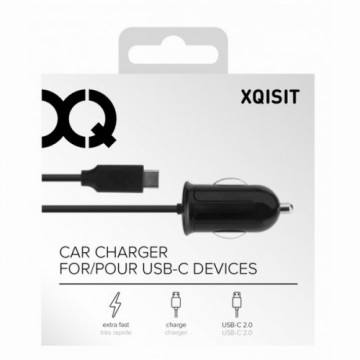 Ładowarka sam. Xqisit 2.4A USB-C 2.0 czarna|black 29288