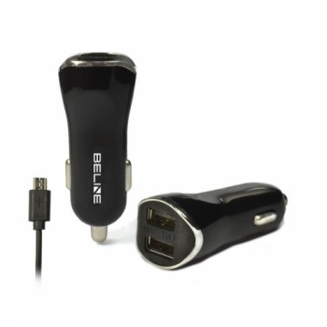 Ład. sam. Beline 2xUSB + microUSB 2,1A czarna|black